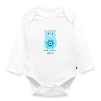 Evil Eye Protective Bear - Organic Longsleeve Baby Bodysuit - white - Front