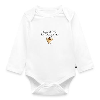 Citation Elle est où la poulette ? - Body Bébé bio manches longues - blanc - Devant