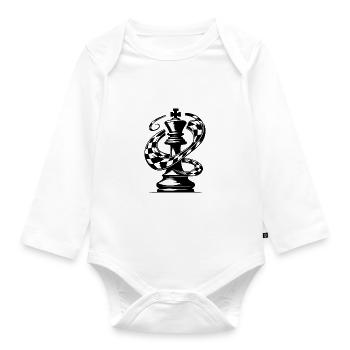 Chess Piece King Checkerboard Tattoo Drawing - Organic Longsleeve Baby Bodysuit - white - Front