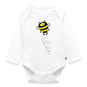 Biene – Hummel – Bienchen - Baby Bio-Langarm-Body - Weiß - Vorne