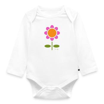 Retro Blume - Baby Bio-Langarm-Body - Weiß - Vorne
