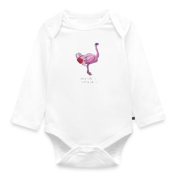 Autruche rose - Body Bébé bio manches longues - blanc - Devant