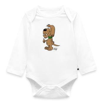 Sniffer the Dog Thumbs Up - Baby Bio-Langarm-Body - Weiß - Vorne