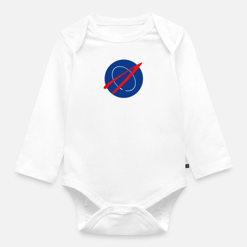 Space Patch - Baby Bio-Langarm-Body - Weiß