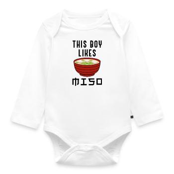 Garçon aime la soupe miso manger des ramen chef - Body Bébé bio manches longues - blanc - Devant