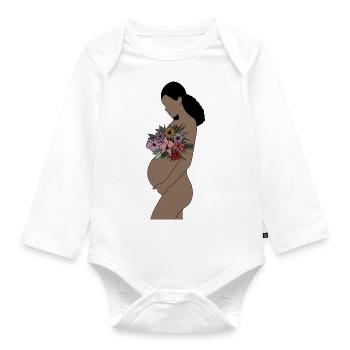 Expectant mother - Organic Longsleeve Baby Bodysuit - white - Front