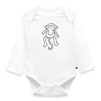 Süße Affen-Safari-Silhouette Wildtieraffen - Baby Bio-Langarm-Body - Weiß - Vorne