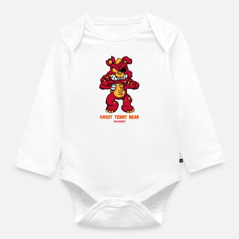 Ghost teddy bear design comics style - Baby Bio-Langarm-Body - Weiß