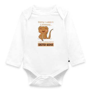 Denken Sie an Haubengeckos, Reptilienechsen - Baby Bio-Langarm-Body - Weiß - Vorne
