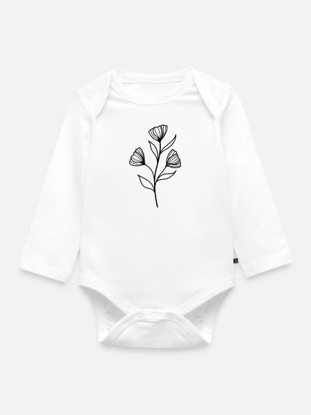 simple Wildblume - Baby Bio-Langarm-Body - Weiß