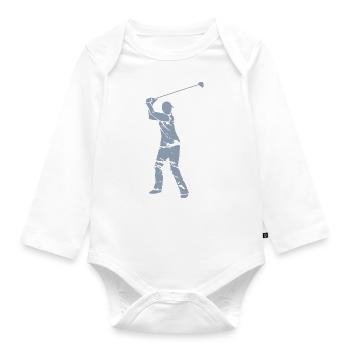 Golf Golfer Silhouette - Weißes Grunge Design - Baby Bio-Langarm-Body - Weiß - Vorne