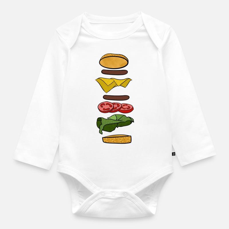 Burger - Body Bébé bio manches longues - blanc
