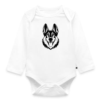 Schäferhund Hund Hundekopf - Baby Bio-Langarm-Body - Weiß - Vorne