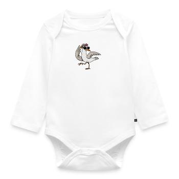 Comic Seagull Bird Flower Sunglasses Flower Wreath - Organic Longsleeve Baby Bodysuit - white - Front
