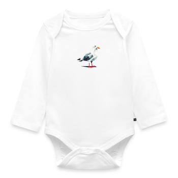 Moin Comic Nordsee Hamburg Polygon Seagull Bird Pier - Organic Longsleeve Baby Bodysuit - white - Front