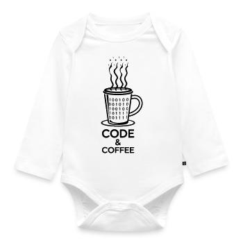Code & Coffee – Perfect Duo - Organic Longsleeve Baby Bodysuit - white - Front