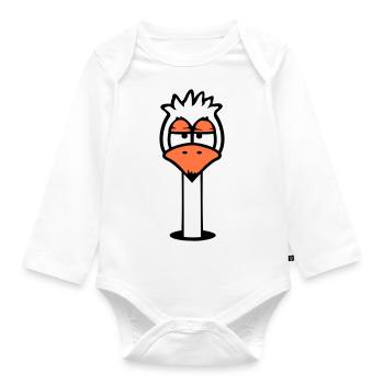 Bird Ground Hole Annoyed Tired Angry Frustrated - Organic Longsleeve Baby Bodysuit - white - Front