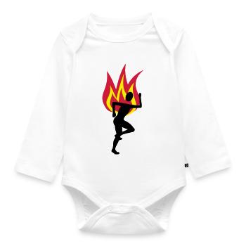 Jogger Feuer Flammen - Baby Bio-Langarm-Body - Weiß - Vorne