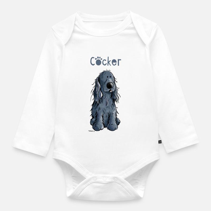 Lustiger Cocker Spaniel - Baby Bio-Langarm-Body - Weiß