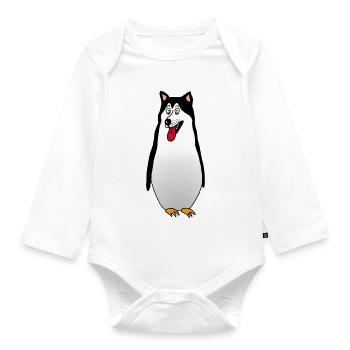 Penguin Dog - Organic Longsleeve Baby Bodysuit - white - Front