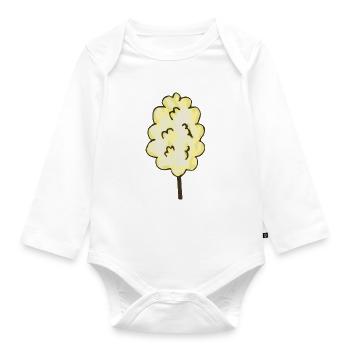 Barbe à papa jaune - Body Bébé bio manches longues - blanc - Devant