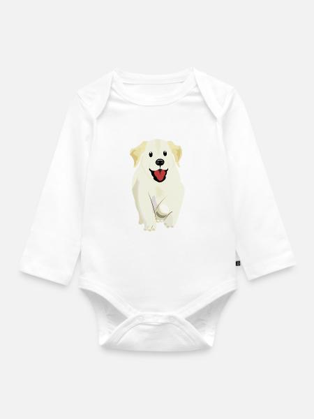 Hund - Baby Bio-Langarm-Body - Weiß