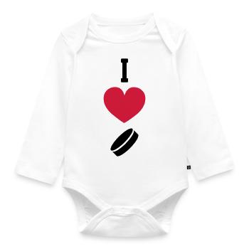 Eishockey Eisfläche Schlittschuh Puck Geschenk - Baby Bio-Langarm-Body - Weiß - Vorne
