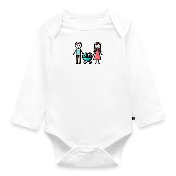 Enfant, Image, Dessin, Mère, Enfant, Père, Famille - Body Bébé bio manches longues - blanc - Devant