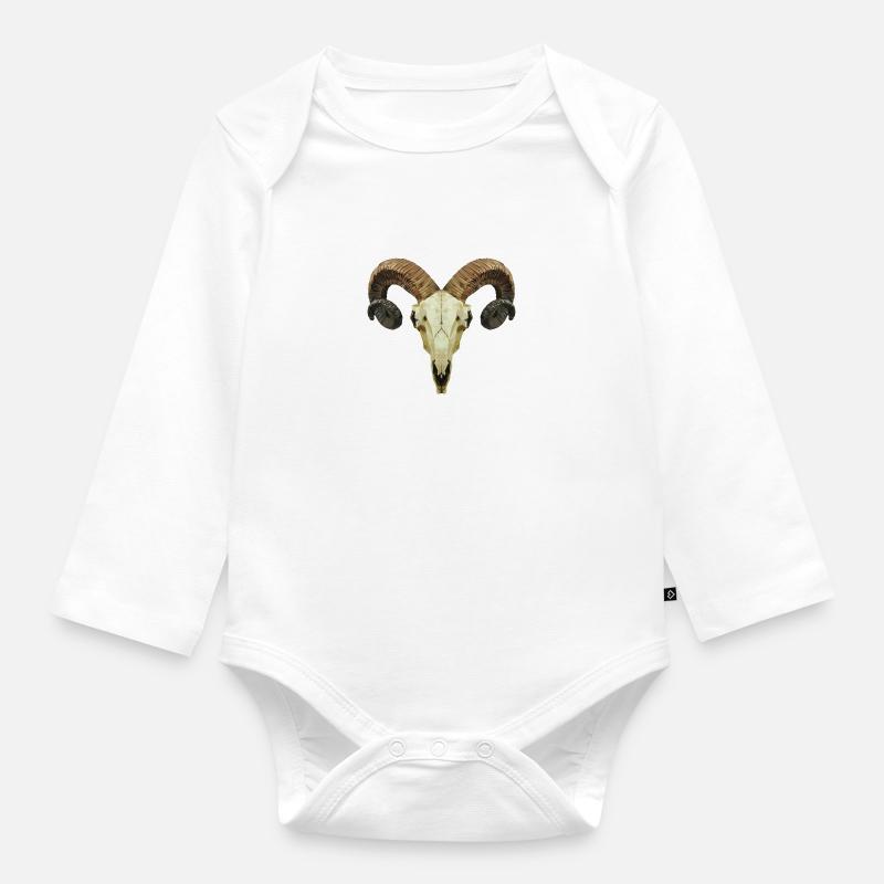 Le crâne de Ram - Body Bébé bio manches longues - blanc