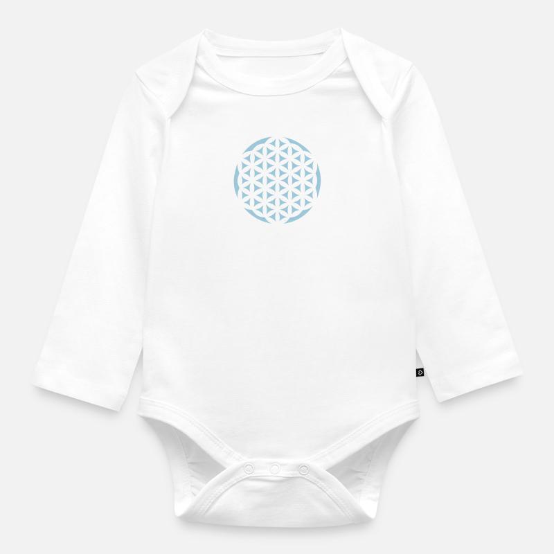 Blume des Lebens 2. Variante - Baby Bio-Langarm-Body - Weiß