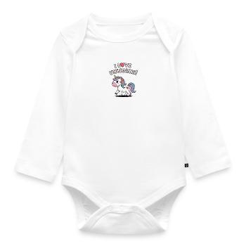 Mila the Magic Unicorn - Organic Longsleeve Baby Bodysuit - white - Front