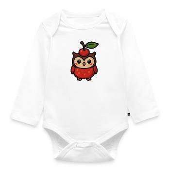 Hiboule cerise - Body Bébé bio manches longues - blanc - Devant