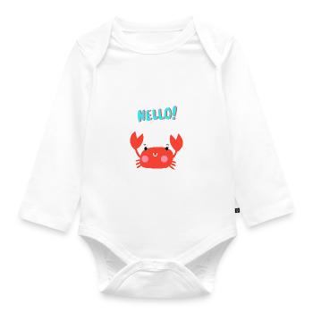 Cute Crab Says Hello - Gift Idea for Kids - Organic Longsleeve Baby Bodysuit - white - Front