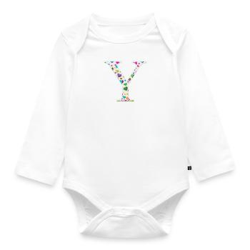 Modèle de cœur Monogram Y personnalisable - Body Bébé bio manches longues - blanc - Devant
