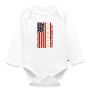 Vintage 1965 US Flagge - Baby Bio-Langarm-Body - Weiß - Vorne