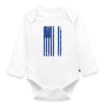 Police USA Flag - Organic Longsleeve Baby Bodysuit - white - Front