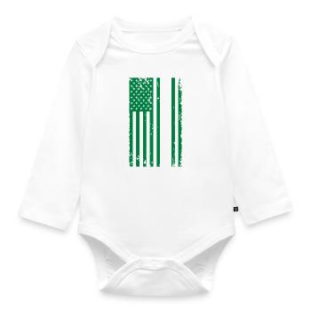 Boston Green US Flag - Organic Longsleeve Baby Bodysuit - white - Front