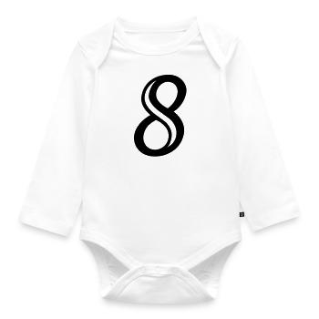 Verzierte Zahl 8 Acht - Baby Bio-Langarm-Body - Weiß - Vorne