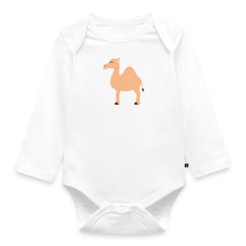 Kamel - Baby Bio-Langarm-Body - Weiß - Vorne