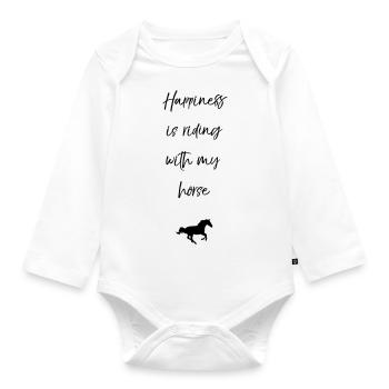 Le bonheur, c’est monter avec mon cheval - Body Bébé bio manches longues - blanc - Devant