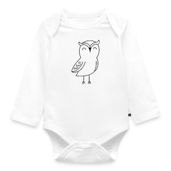 Süßes Waldtier, Eule, Silhouette, Wildvogel - Baby Bio-Langarm-Body - Weiß - Vorne