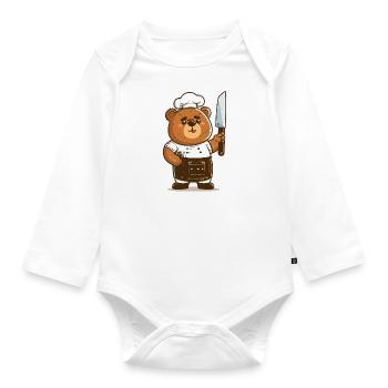 Gourmet Bear - Organic Longsleeve Baby Bodysuit - white - Front