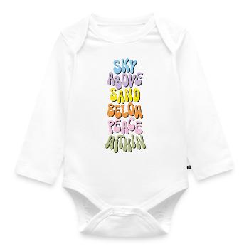 Ciel au-dessus du sable au-dessous de la paix dans Spruch Sommer - Body Bébé bio manches longues - blanc - Devant