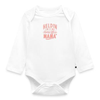 Heldin Homeoffice Mama Muttertag Geburtstag Beste - Baby Bio-Langarm-Body - Weiß - Vorne