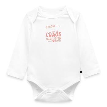 Mama Chaos-Managerin: Muttertag Geburtstag Beste - Baby Bio-Langarm-Body - Weiß - Vorne