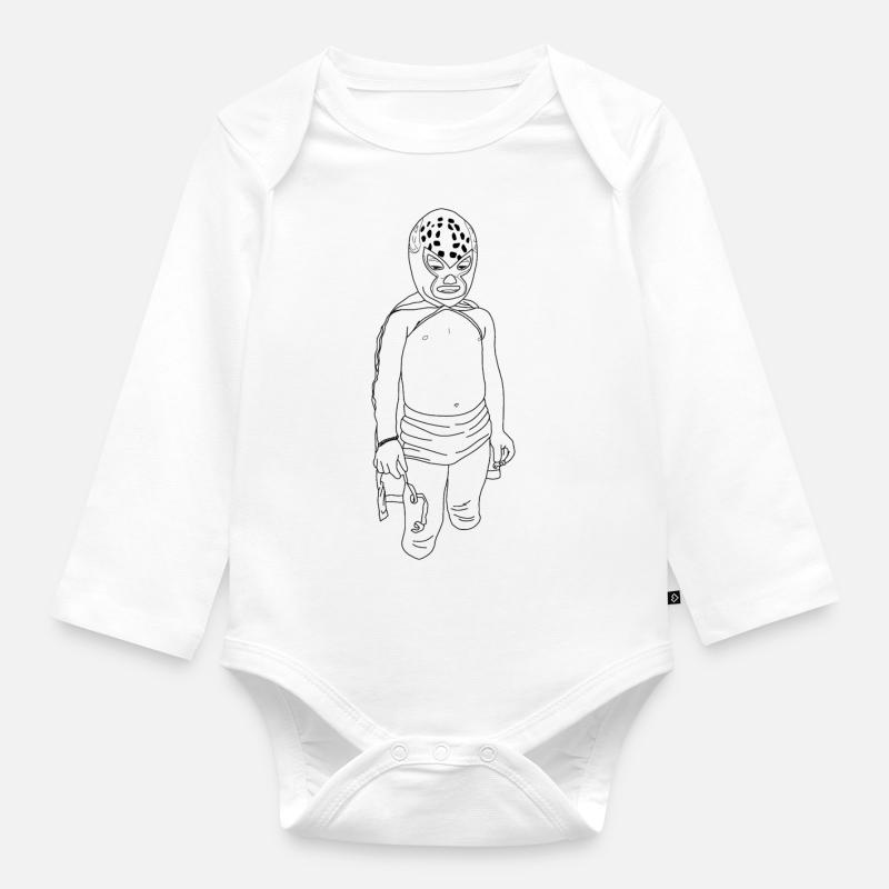 Petit catcheur - Body Bébé bio manches longues - blanc