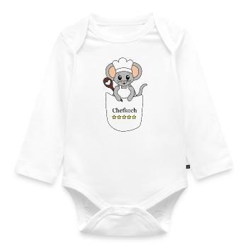 Chefkoch Maus – Lustiges Kochmotiv - Baby Bio-Langarm-Body - Weiß - Vorne