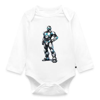 roboter - Baby Bio-Langarm-Body - Weiß - Vorne