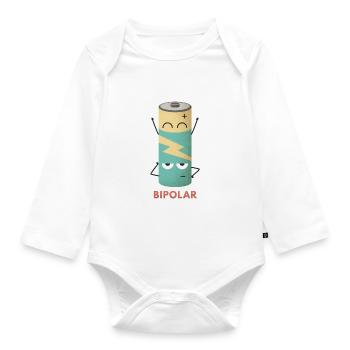 Bipolar Batterie - Baby Bio-Langarm-Body - Weiß - Vorne