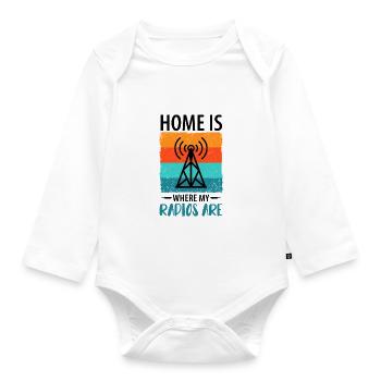 Amateur Radio Radio Radio Radio Radio Amateur Vintage - Organic Longsleeve Baby Bodysuit - white - Front